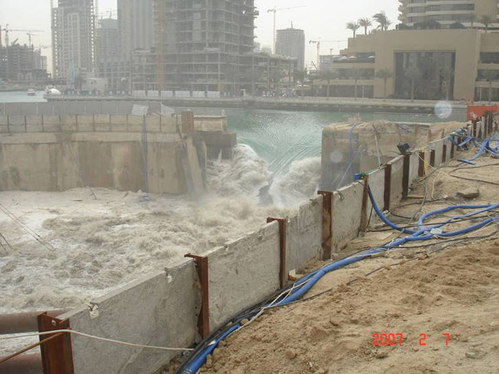 dubai construction dam failure retaining wall collapse