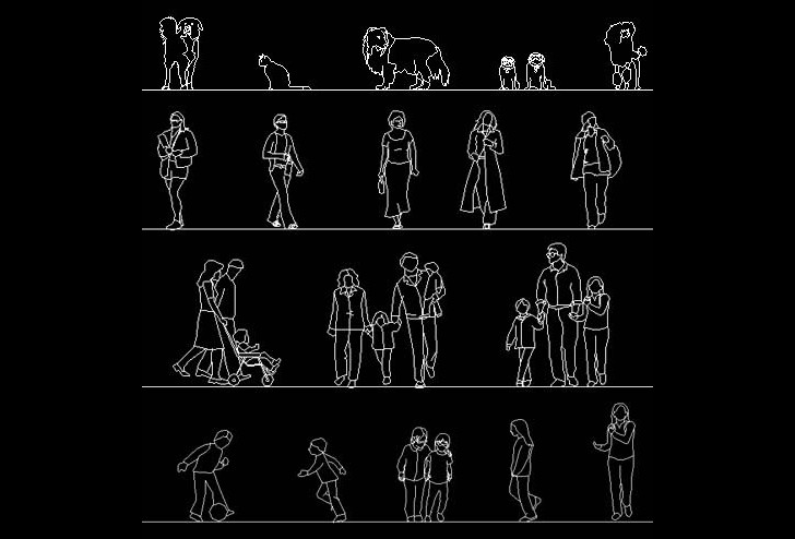 Free AutoCAD People Library DWG Block CAD human figure