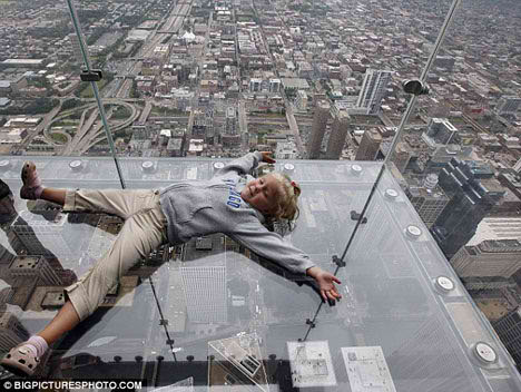 Terrifying View From Sear Tower's Glass Box Balcony