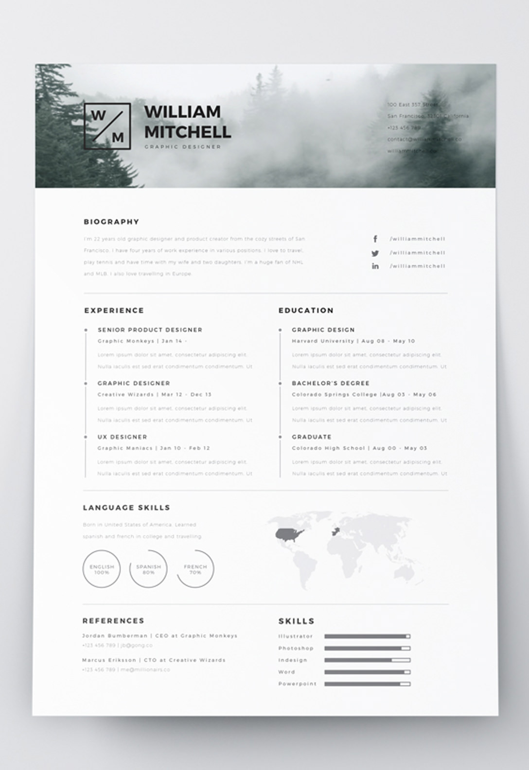 cv cover letter portfolio Editable 7 Free Illustrator Adobe CV Resume In Minimalist