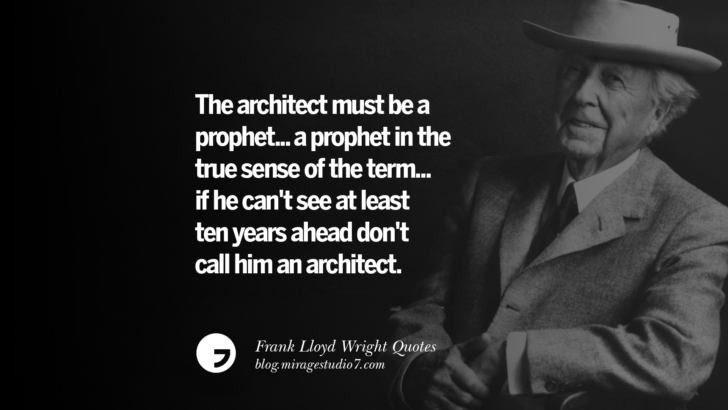 The architect must be a prophet... a prophet in the true sense of the term... if he can't see at least ten years ahead don't call him an architect. Frank Lloyd Wright Quotes On Mother Nature, Space, God, And Architecture